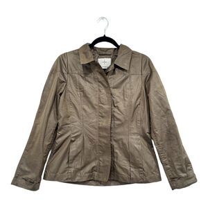 ULI SCHNEIDER Olive Brown Collared Jacket‎ Blazer Germany Women 8 Grunge Edgy